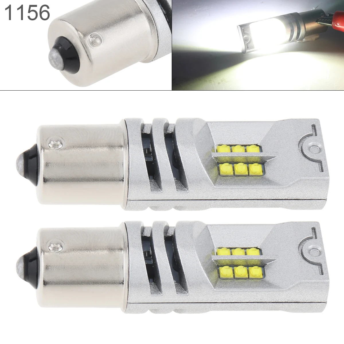 2pcs 12V 1156 COB SMD Lights 1200LM 6500K 7500K White Driving Running Car Lamp Auto