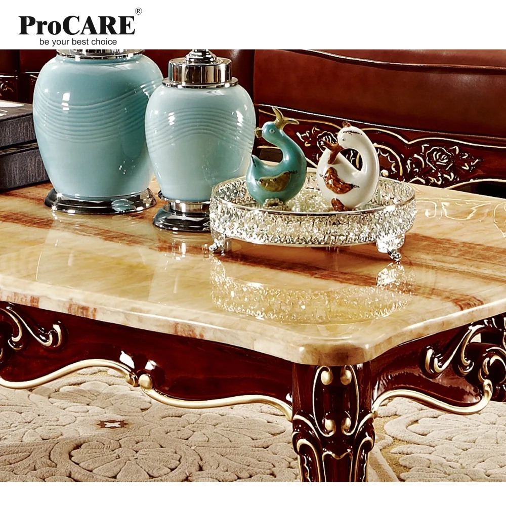 red solid wood genuine leather corner sofa set / L shape sofa set living room furniture with marble surface's coffee table-6811