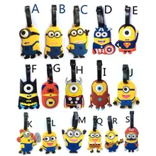 2017 New Travel Accessories Luggage Tag Cute Cartoon Silica Gel Minions Despicable Me Suitcase Baggage Tags Portable Label 10cm