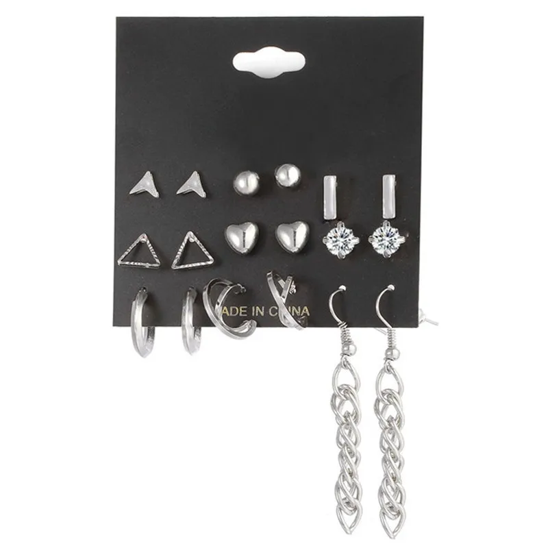 Минималистичный набор небольших сережек, простые геометрические серьги-гвоздики для женщин и девочек, крошечные серьги-гвоздики для ушей, Pendientes Kleine Oorbellen - Окраска металла: EJTS18325
