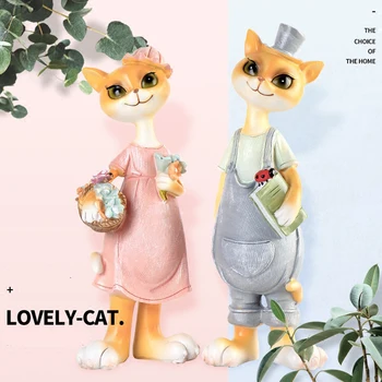 

DMLS Creative Wedding Gift Cute Lover Book Cat Figurines Lovely Kitty Resin Toy Artware Home Decor 2 pcs/set Free Shipping