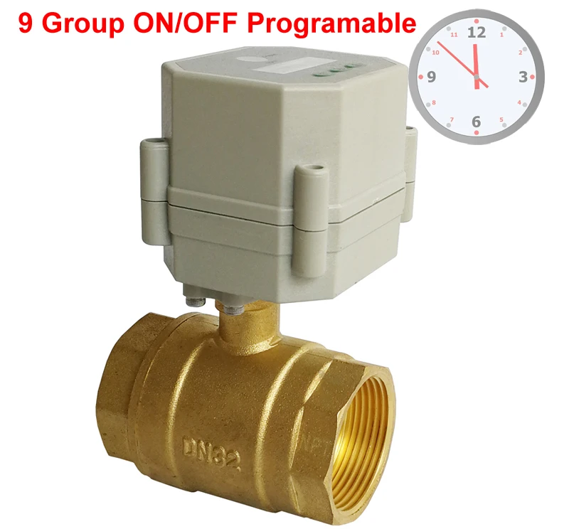 1 1/4 ''DN32 управление установкой часов латунный клапан, AC/DC9-24V или AC110v-230V клапан контроля времени с 9 групповыми программированием