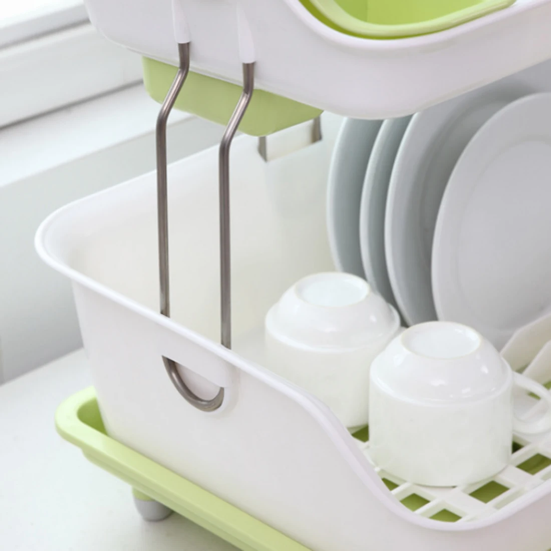 Hips Fashionable Double Deck Plastic Kitchen Cupboard Chopsticks Hips Fashionable Double Deck Plastic Kitchen Cupboard Chopsticks Tableware Storage Box Multi Layer Drain Rack Dishes Shelves In Holders Racks
