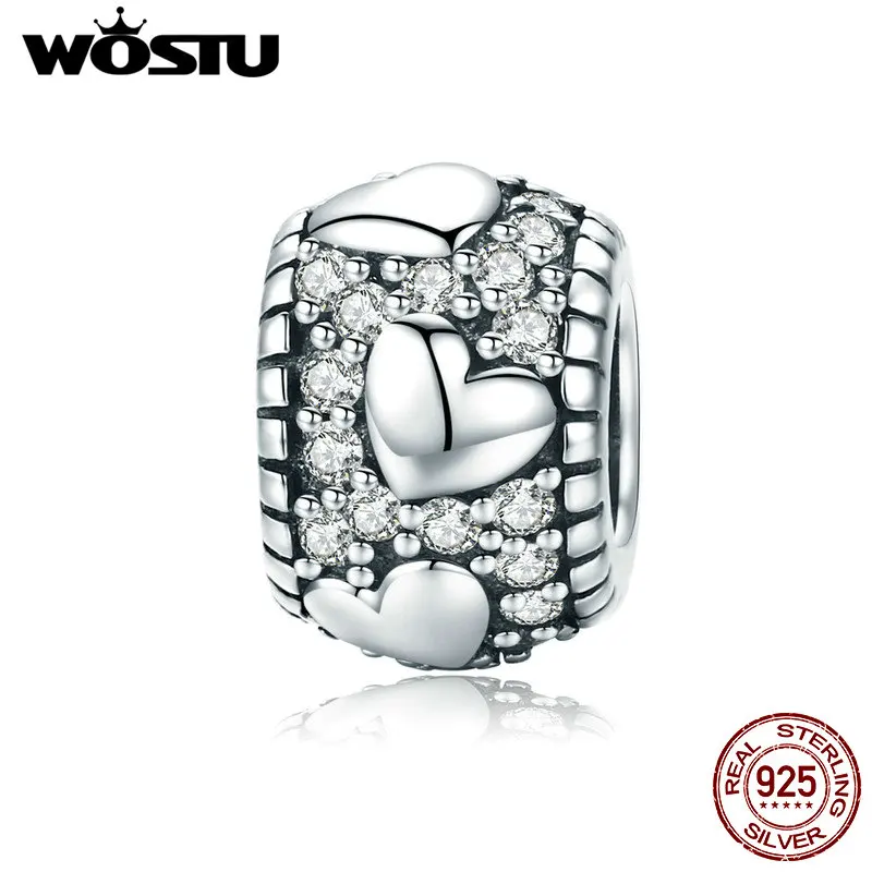 WOSTU 2019 Новое поступление кулон с ярким сердцем из серебра сделай сам браслет
