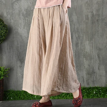 

Women's Cotton Linen Wide Leg Palazzo Pants Mori Girl Summer Thin Fabric Pants