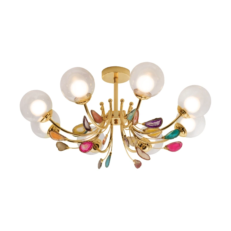 G9 Агатовые люстры, стеклянный шар, абажур, подвесные лампы, люстра для гостиной - Цвет абажура: 8 lights