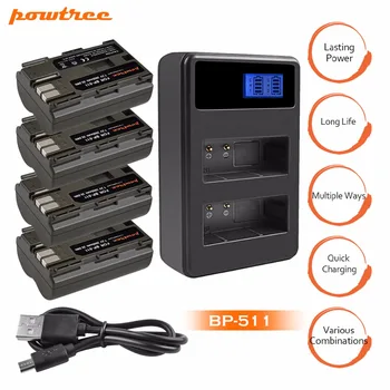 

4X BP-511 BP511 BP 511A Rechargeable Battery+LCD Dual Charger For Canon EOS 40D 300D 5D 20D 30D 50D 10D D60 G6 G5 G3 G2 G1 L25