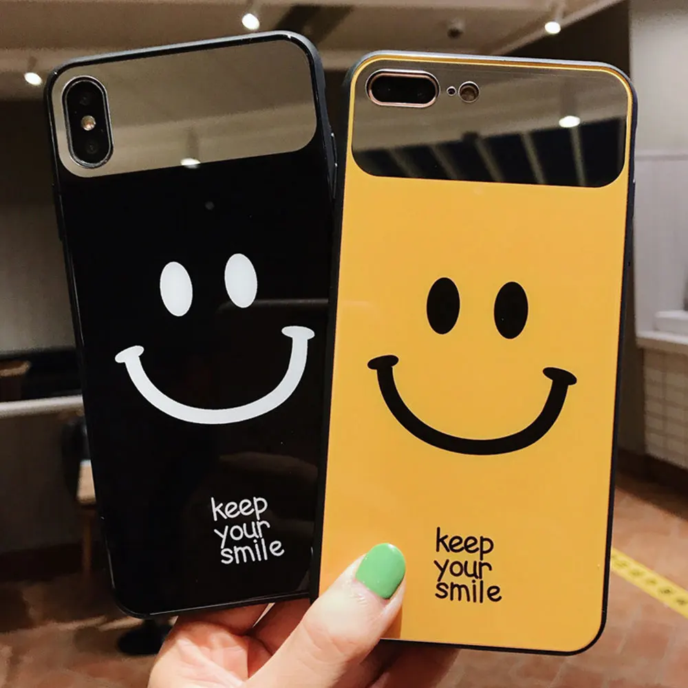VR VAVA Hard Case Makeup Mirror Phone Cases For iPhone 8 7 Plus X XS XR Xs Max 6 Cute Smiley Face Cover | Мобильные телефоны и