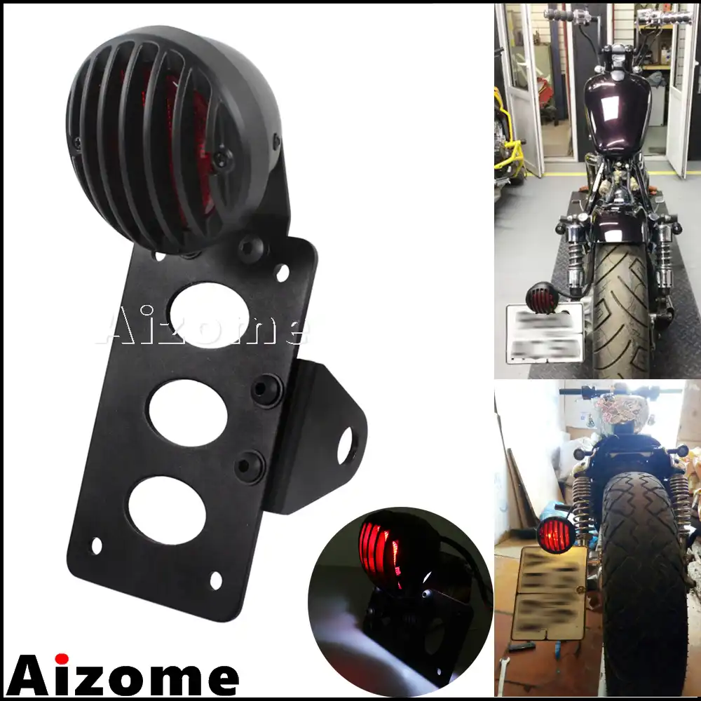 Universal Motorcycles License Plate Taillight & Bracket For Harley