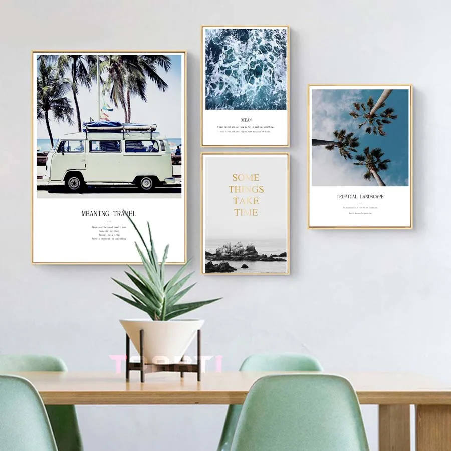 Tropical Ocean Landscape Posters prints Meaning Travel Quote Canvas Painting Beautiful Nordic Wall Art For Living Room Home Deco (8)