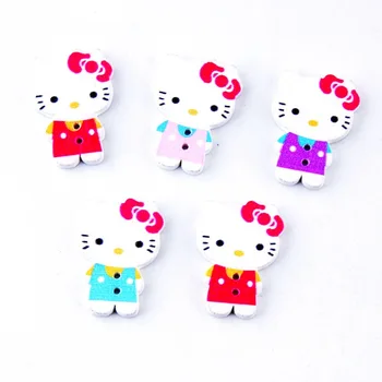

50pcs* Cute Cat Wooden Buttons for Clothing 2 Holes Assorted Color Scrapbooking Buttons Sewing Craft DIY Accessories 7NK36