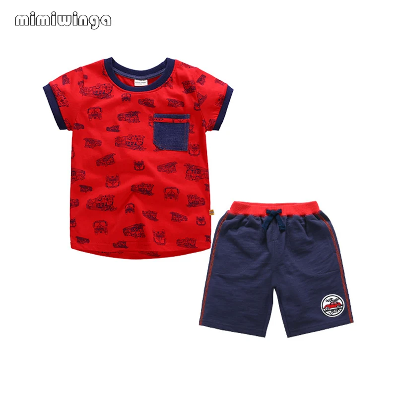 

Summer Baby Boy Clothes Summer Cotton T Shirts Shorts Kids Clothes Set Cartoon Tops Children Clothing Sports Tees