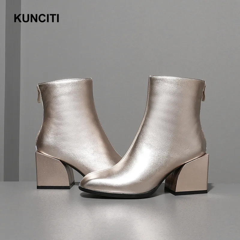 En Kunciti gun gold Femmes Carré Talons Bout Cheville Martin D230 D'hiver Bottes Véritable Cuir Black silver À Themost Hauts 2018 qEHwxRdUU