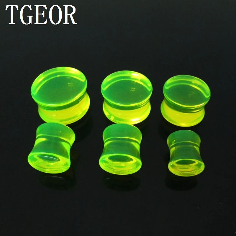 

NICE piercing body jewelry 1 set=6pcs mixed gauges clear GREEN ear expander saddle acrylic ear plug Good