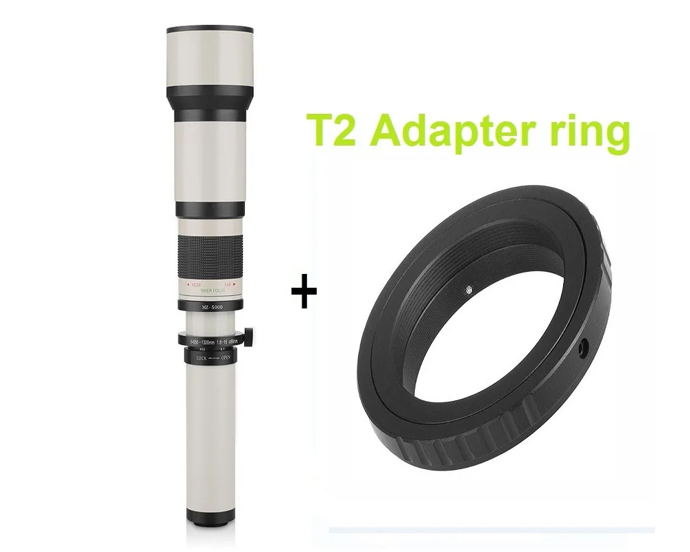 US $191.45 Lightdow 6501300 F80F16 Super Telephoto Manual Zoom LensT2 Adapter Ring For Canon Nikon Sony Pentax DSLR Cameras