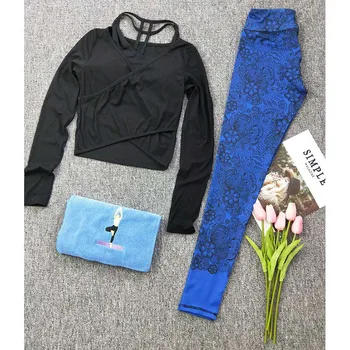 

Women Yoga sport suit Gym Fitness Clothes Three Piece Set Quick Dry Sport Wear Yoga Bra+Sports T-shirt+Yoga Pants Breathable