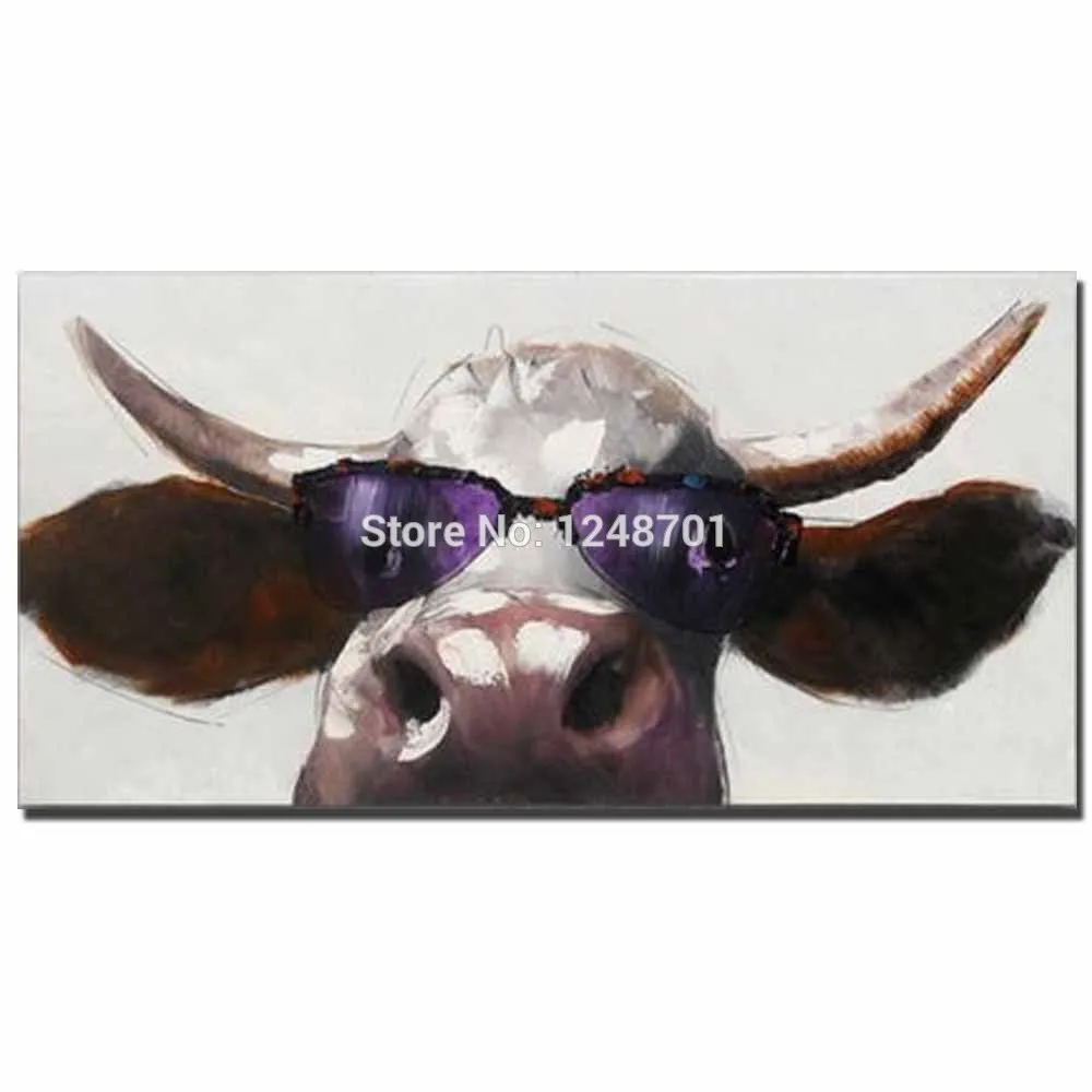 

Large Hand Painted Abstract Animal Cool Cow Canvas Oil Painting Abstract Cow Wall Picture Living Room Bedroom Home Wall Decor