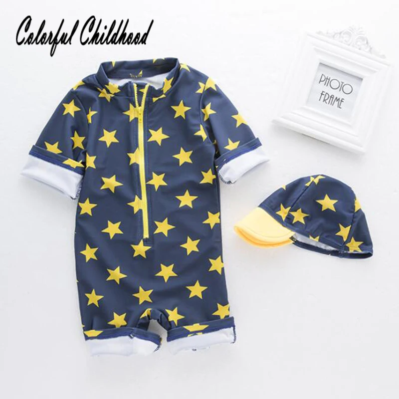 

Full star pritning one-pieces bikini for kids long sleeve bathing suit boys swimsuit children beach clothes summer