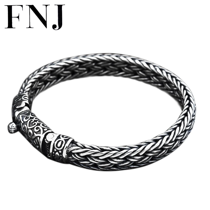 FNJ 925 серебряный браслет 8 мм ширина Новая мода провод-кабель цепь S925 тайский серебряный браслет для женщин мужские ювелирные изделия