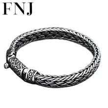 FNJ 925 серебряный браслет 8 мм ширина Новая мода провод-кабель цепь S925 тайский серебряный браслет для женщин мужские ювелирные изделия