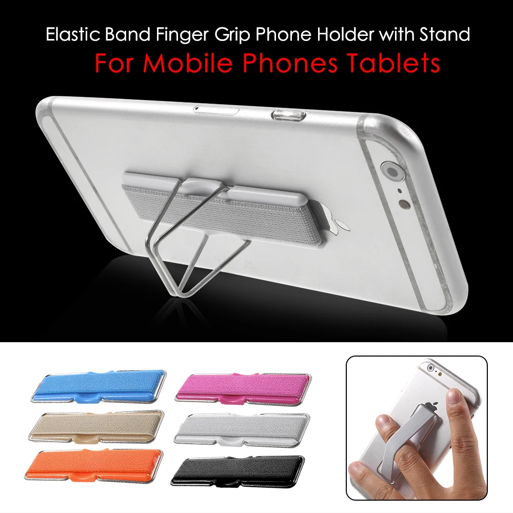 Dulcii Finger Grip Elastic Band Strap Phone Holder with Stand for Mobile Phones Tablets for