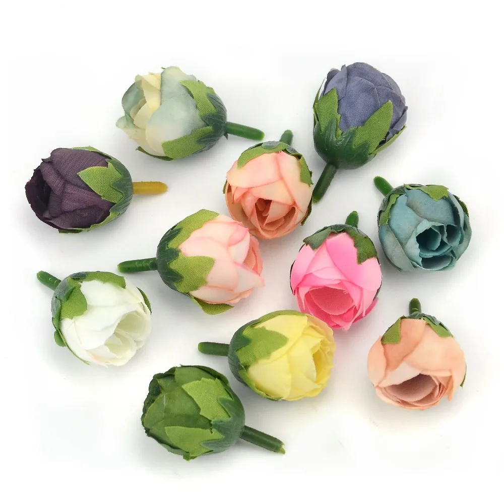 

10pcs Spring Silk Flower Artificial Flower Head Tea Rose Flowers Wedding Decoration Wreaths Wedding Car Decoration Decoration
