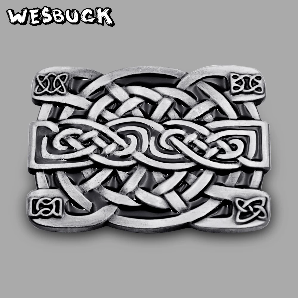 

WesBuck Brand Celti Belt Buckles for Man Women Gray Western Cowboy Cowgirls Metal Buckles With PU Belt Fivela Marvel Belt Gespen