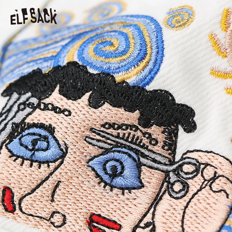 Женский джинсовый комбинезон ELFSACK белый повседневный на бретельках с вышивкой