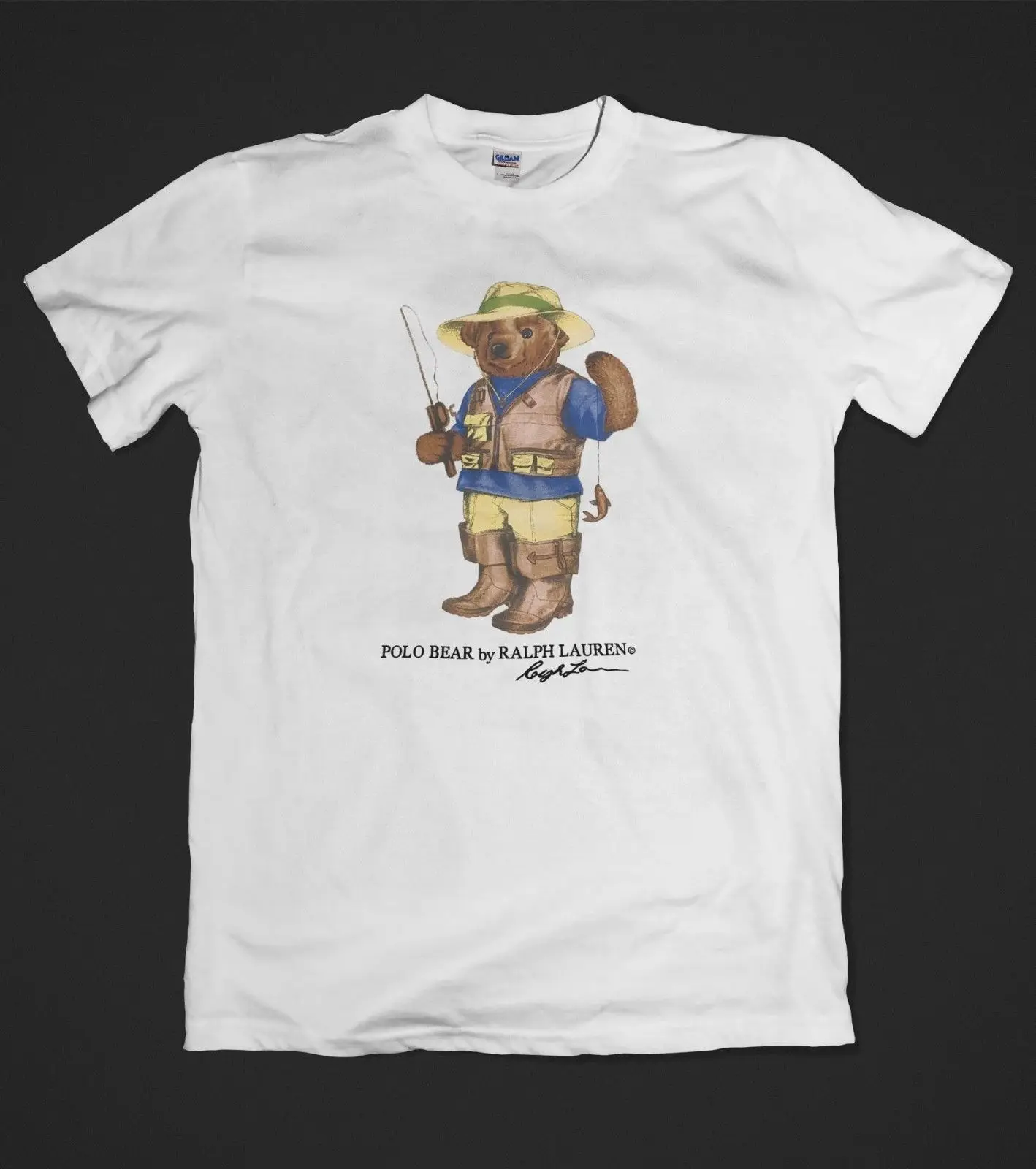 

New 123Ralph 123Lauren T-Shirt Bear Logo Fishing Cotton Short Sleeve S to XXL Cartoon t shirt men Unisex New Fashion tshirt