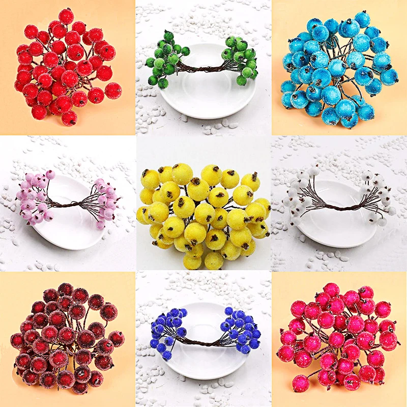 

40pcs Artificial Mini fake fruit simulation Christmas small berries decor flowers artificial foam plants for DIY Wedding Decor