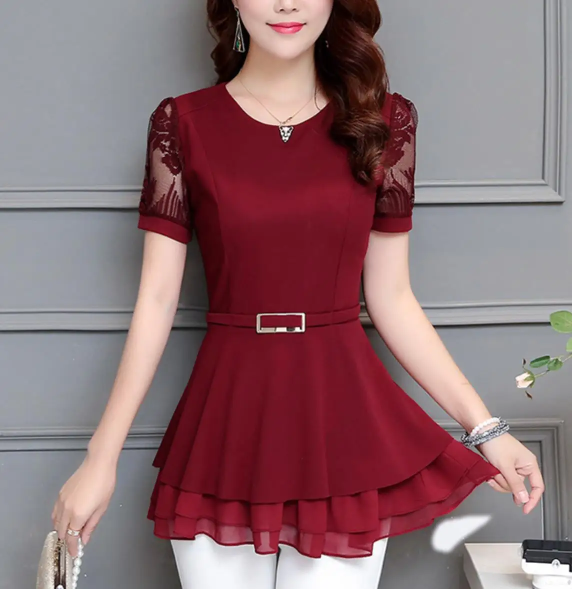 

blusas femininas elegante women's summer blouses 2019 short sleeve hollow lace blouse off shoulder blouse womem tops