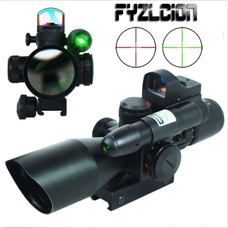Hunting 2.5-10X40 Tactical Rifle Scope w/ Green Laser & Mini Reflex 3 MOA Red Dot Sight Hunting 2.5-10X40 Tactical Rifle Scope w/ Green Laser & Mini Reflex 3 MOA Red Dot Sight