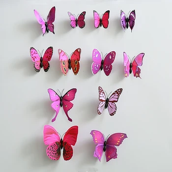 

2set(24pcs.) Creative Purple A PVC Butterfly With Safty Pin Home Wedding Decoration Curtain Cloth decoration