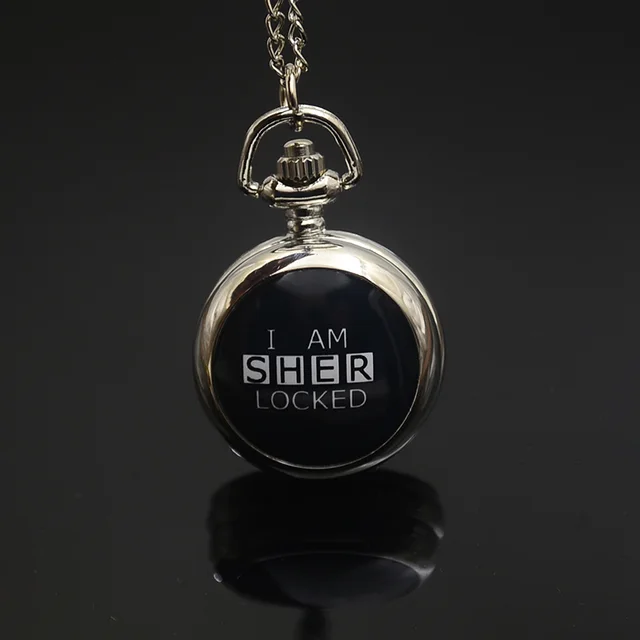 Fashion Quartz I AM SHERLOCKED Pocket Watch Necklace Woman Cute Silver Bronze Fo Fashion Quartz I AM SHERLOCKED Pocket Watch Necklace Woman Cute Silver Bronze Fo