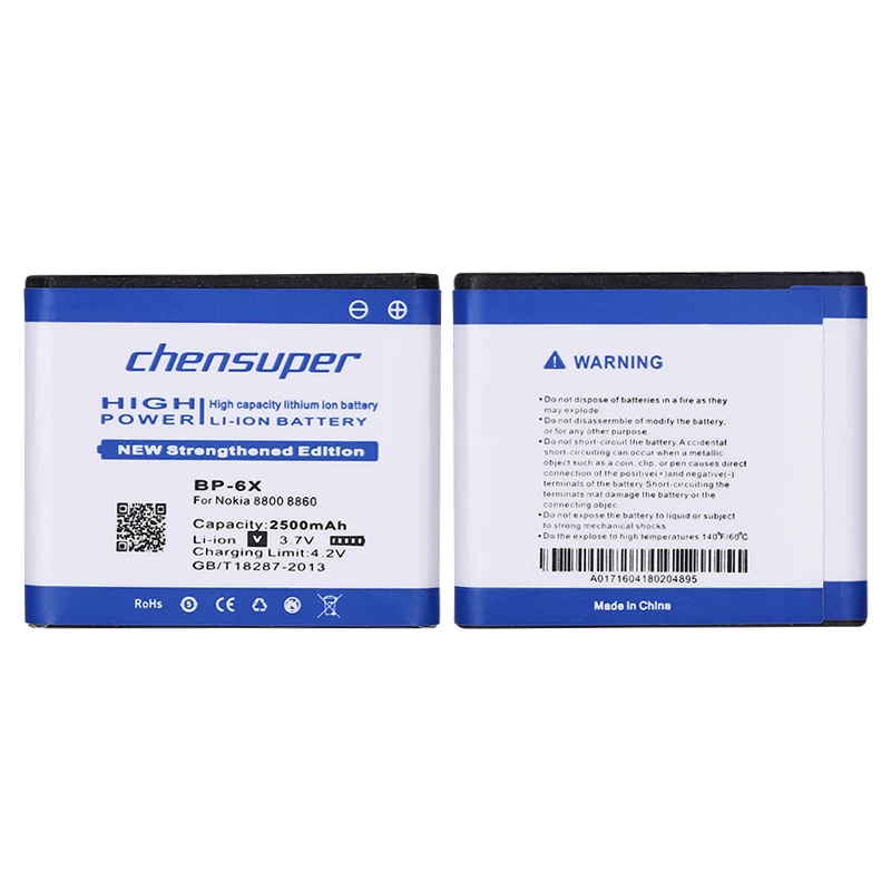 Chensuper 2500 мАч BL-5X BP-6X Батарея для Nokia 8800 8860 8800 Sirocco N73i 8801 886 8800 s и т. д.+ есть