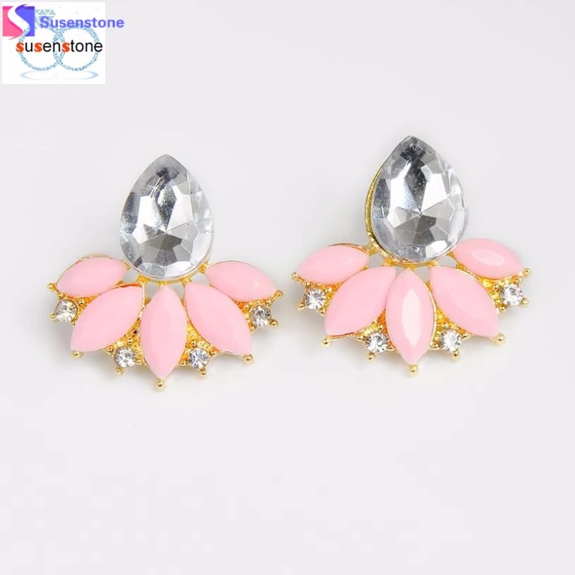 

SUSENSTONE Flower Drill Stud Earrings Blooming 1Pair Women Crystal Rhinestone Ear Stud Daisy Flower-Earrings Gifts #5-6