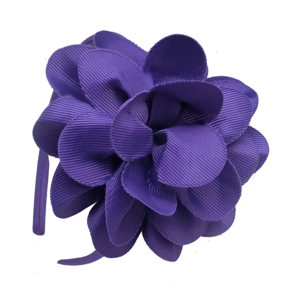 Детская лента для девочек, большой цветок, ободок с бантиком, обруч тиары для волос, головные повязки для девочек, аксессуары - Цвет: Фиолетовый