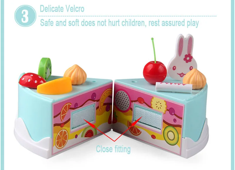 38Pcs 15cm Pretend Play DIY Birthday Cake Cutting Food Toy with Fruits Candle Set Play House toy kitchen Toys Gift for Kids Girl