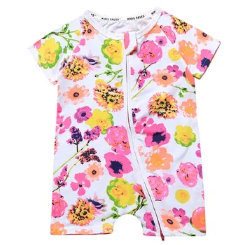 

Newborn Cute Floral Cotton Baby Girl Rompers Infant zipper Romper Children Clothes Sets short Sleeve Toddler Jumpsuit