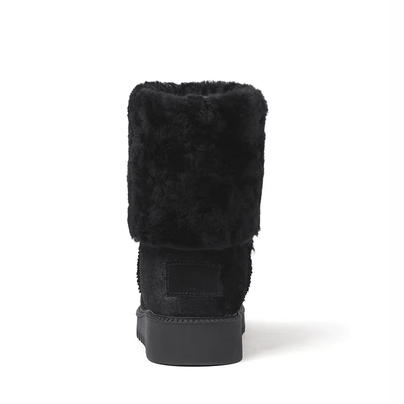 Broder Fleur Bottes Suède 2019 Chaud Ethnique Chaussures Ft556 forme Dame Laine De Nutural D'hiver Vache En Neige Phoentin Femme Noir Plate yNP8nv0wmO