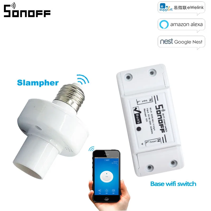 ITEAD Sonoff E27 Wi-Fi светильник держатель лампы Slampher 433 МГц RF умный WiFi переключатель беспроводной светильник держатель для умного дома IOS Android