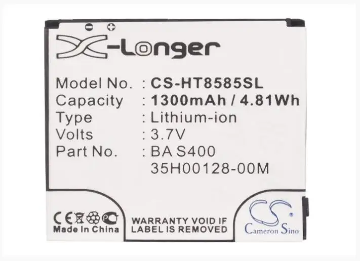 Аккумулятор Cameron Sino 1300 мАч для DOPOD HD2 T8588 35H00128 00M BA S400 BB81100 HTC Leo 100 T8585 T9193