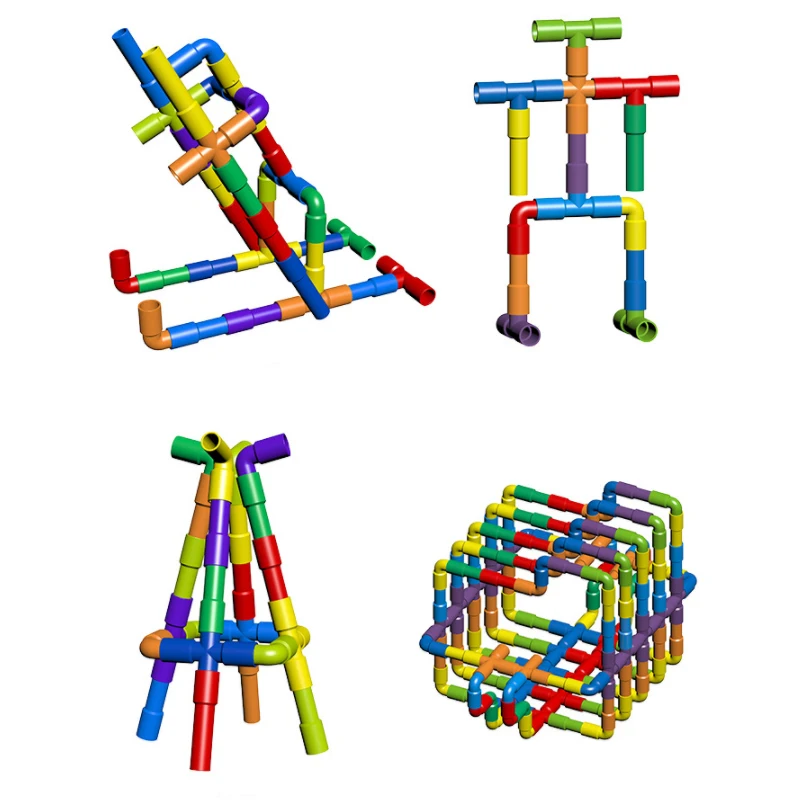 DIY Pipeline Block Colorful Educational Water Pipe Building Blocks Assembling Pipeline Tunnel Block Model Toy For Kids Gift (1)