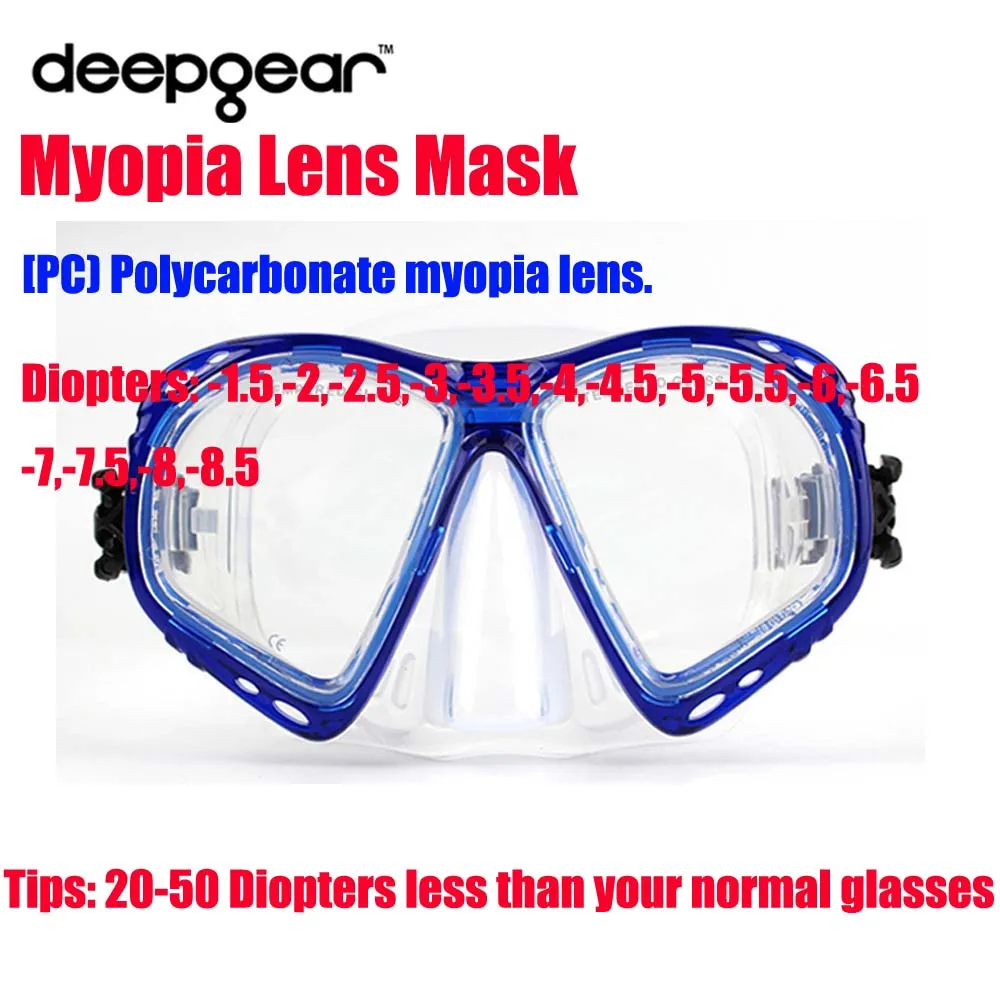 Силиконовая маска для дайвинга с супер четким изображением, маска для близоруких, оптическая маска для дайвинга для взрослых, снаряжение для дайвинга - Цвет: Myopia Blue Mask