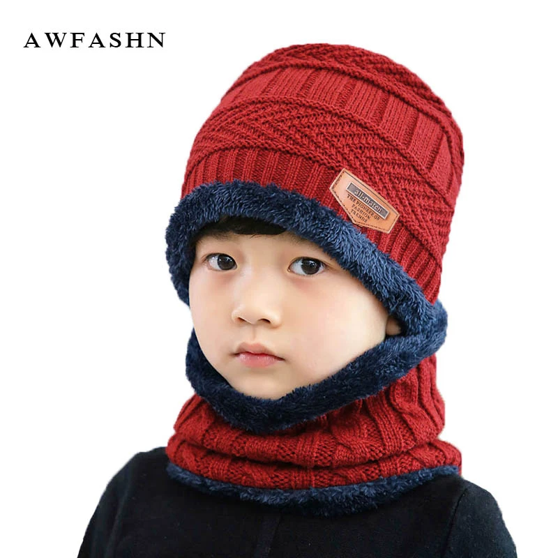 Новинка 2018 года зима плюс бархат утолщение детские вязаные шапочки шапка шарф милый мальчик девочка мягкий кепки наборы шарфов дети теплый