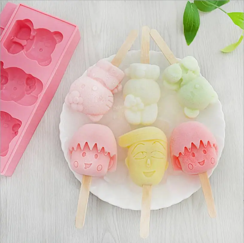 

Homemade Silicone Cartoon Cute Ice Cream Molds Popsicle Molds Ice Trays Ice Cream Maker Frozen Holder Mold Kitchen Tools