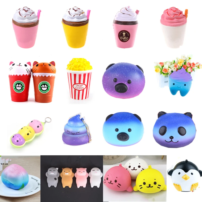 

Stress Relief Squeeze Toy Poo Tooth Panda Ice Cream Pop Corn Cup Cat Peach Seal Pig Squishy Slow Rising For Kids Toy Gadgets