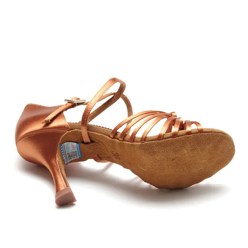 20161210_135503_113Ballroom Latin dance shoes Woman Salsa Tango shoes Deep skin and black Knot Striped knotted Sneakers Satin girl Shoes Simple BD286