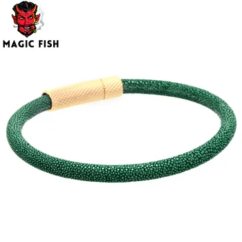 

Magic Fish Men Stingray leather bracelets&bangles Titanium Steel buckle Drop shipping Charms bracelet lovers'pulseira masculina