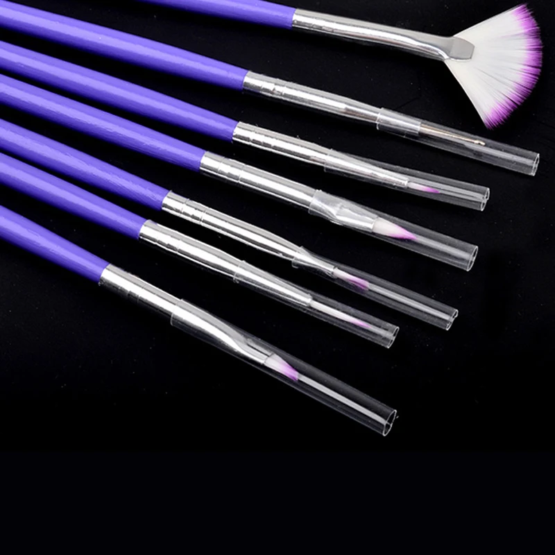 

7pcs Hot Purple Nail Art Brush Pens Manicure For Painting Dotting Tool Nail Brushes Painting Drawing Brushes set Manicure Tools